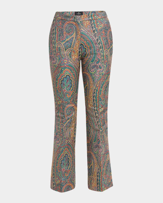 Paisley High-Rise Flare Trousers